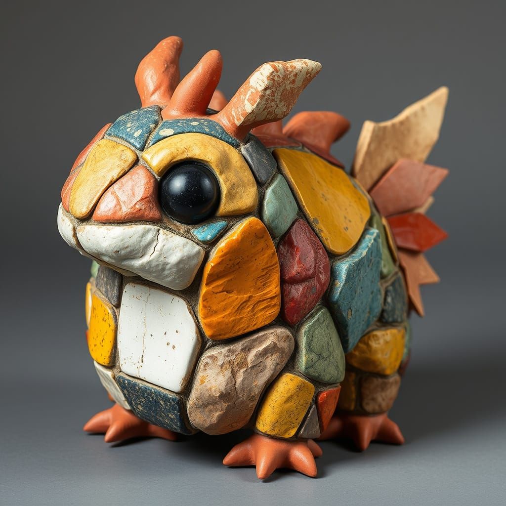 Whimsical Granite Monster in Classic Children's Book Style