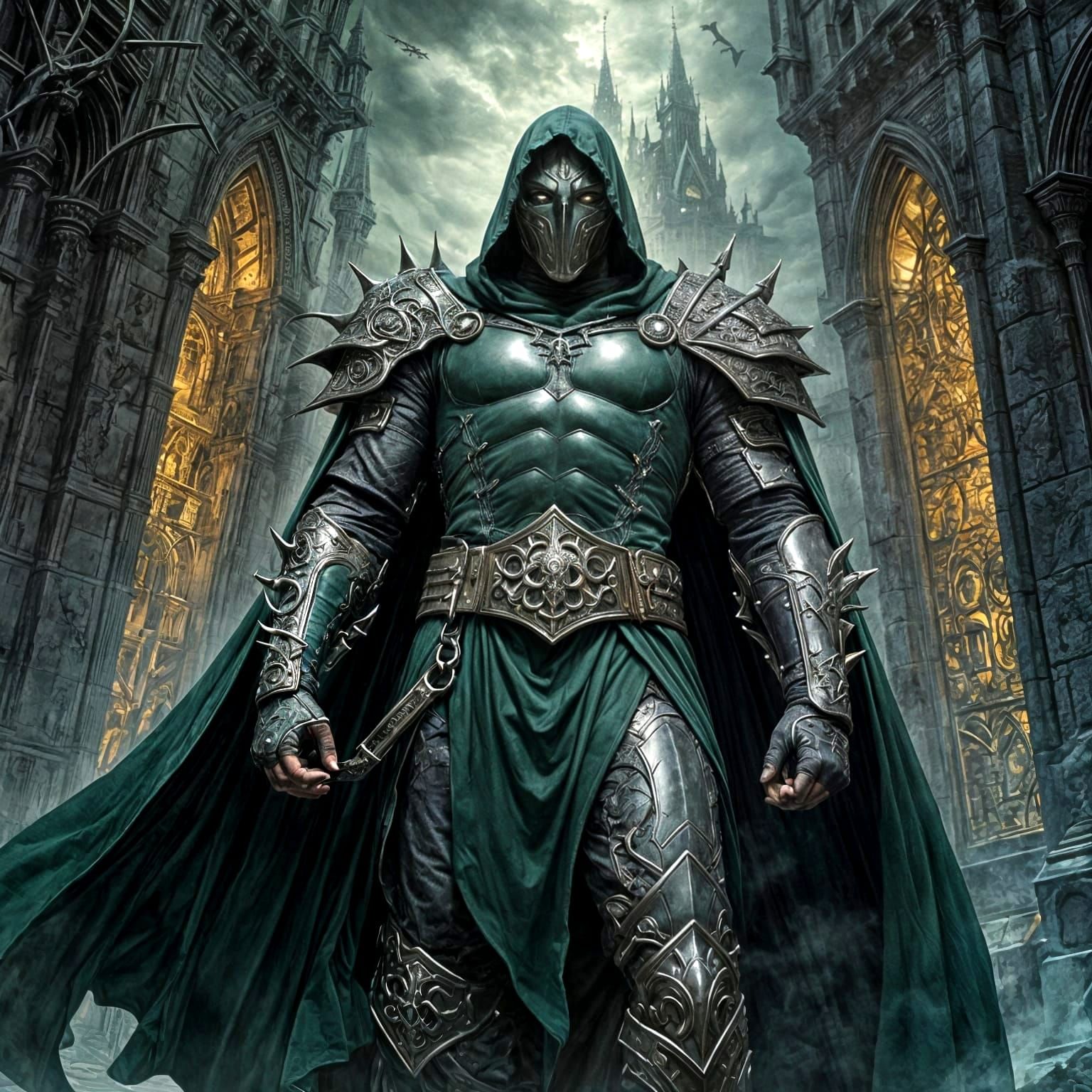 Gothic Villain in Intricate Armor
