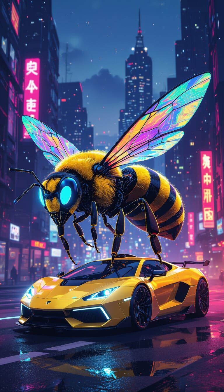 Futuristic Robotic Bee Fuses With Sports Car