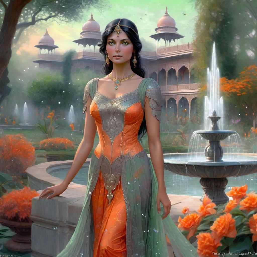 Indian Princess in a Palace Garden