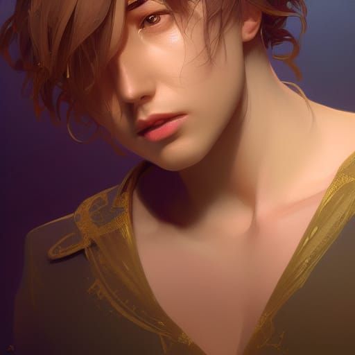 Detailed Portrait of Leo in Art Nouveau Style
