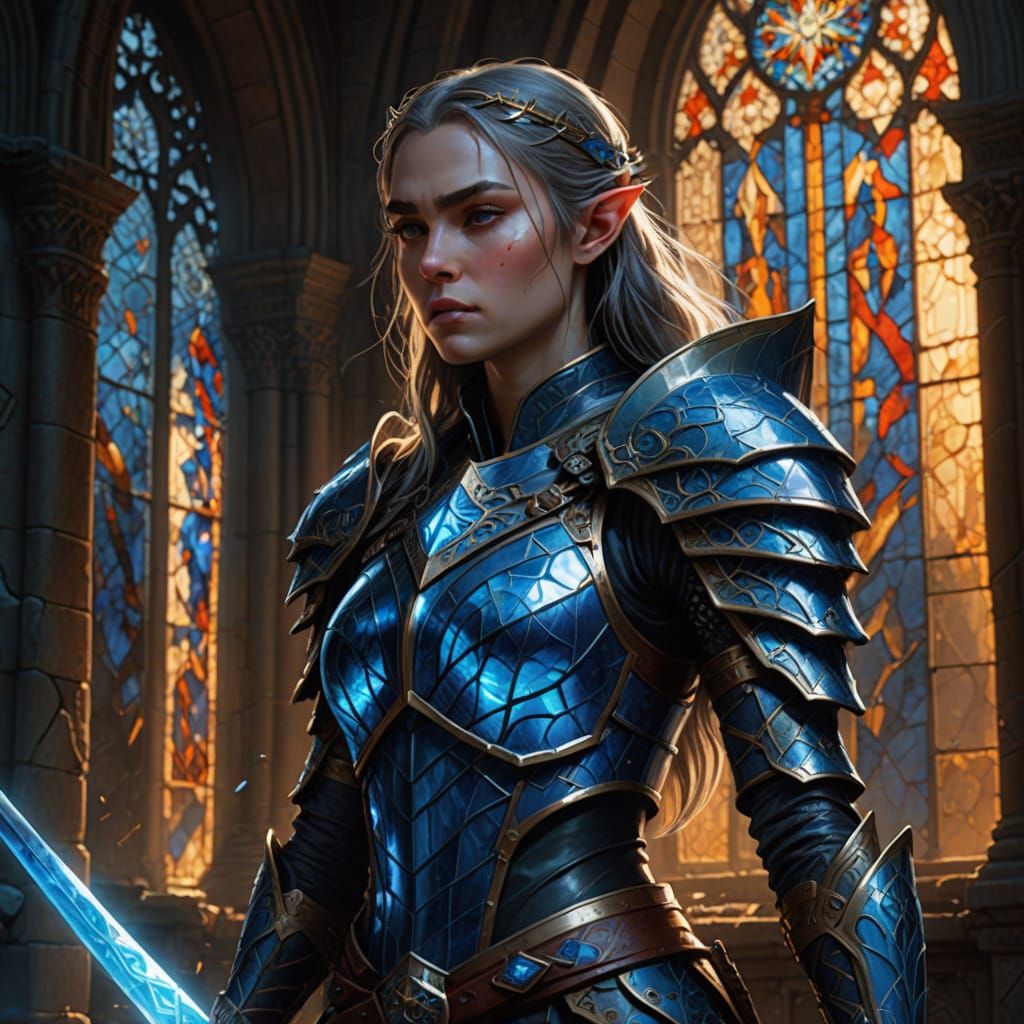 Elven Princess with Glowing Katana in Dark Fantasy Art