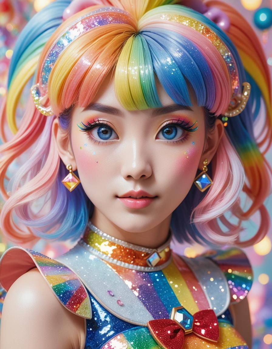 Rainbow Brite Anime Cosplay: Kawaii Surrealist Portrait