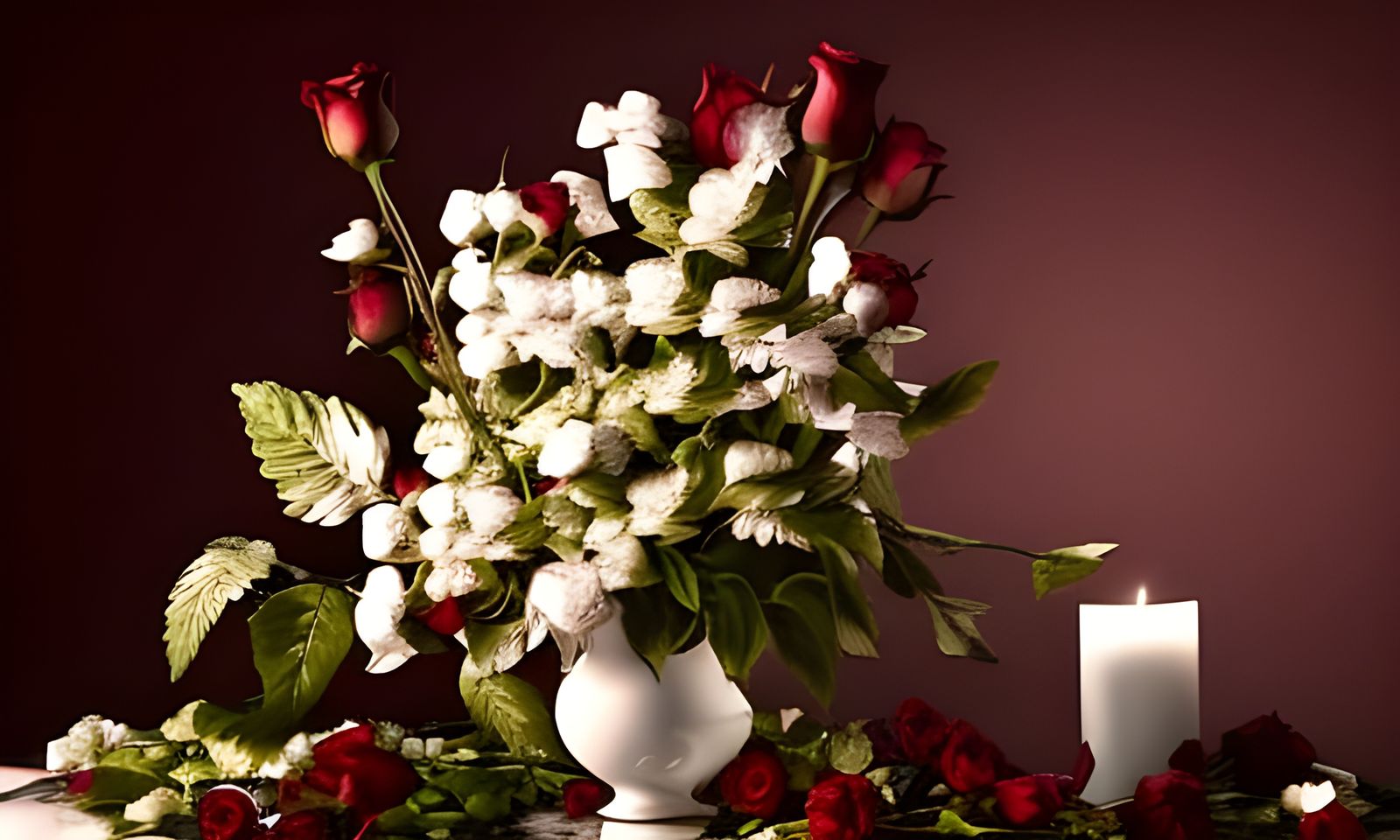 Dying Roses Bouquet in Goya and Wall Style