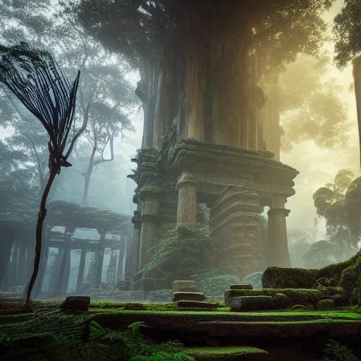 Majestic Ancient Temple Ruins in Hyperdetailed Photography