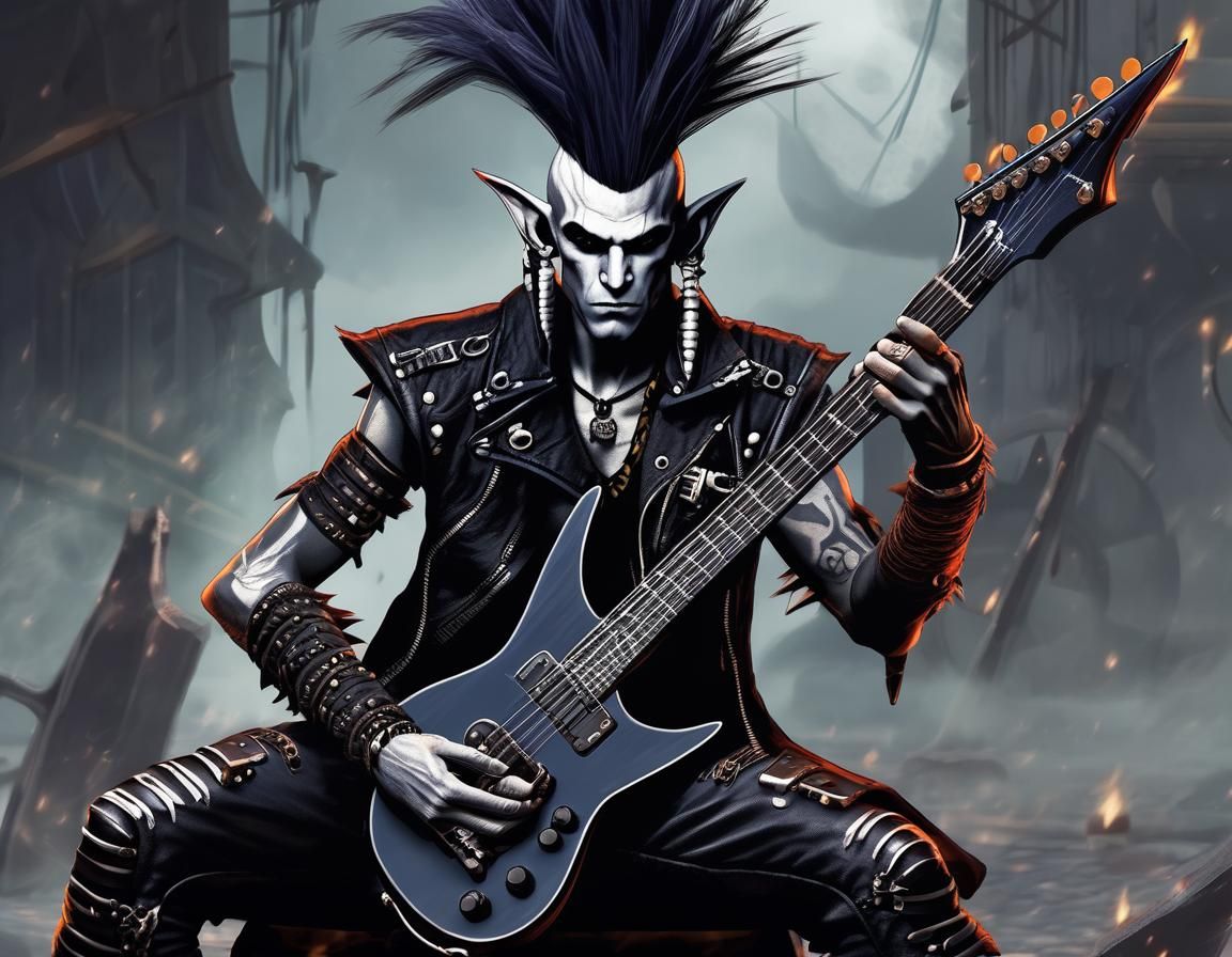 Dark Elf Rocker with Mohawk Hairstyle