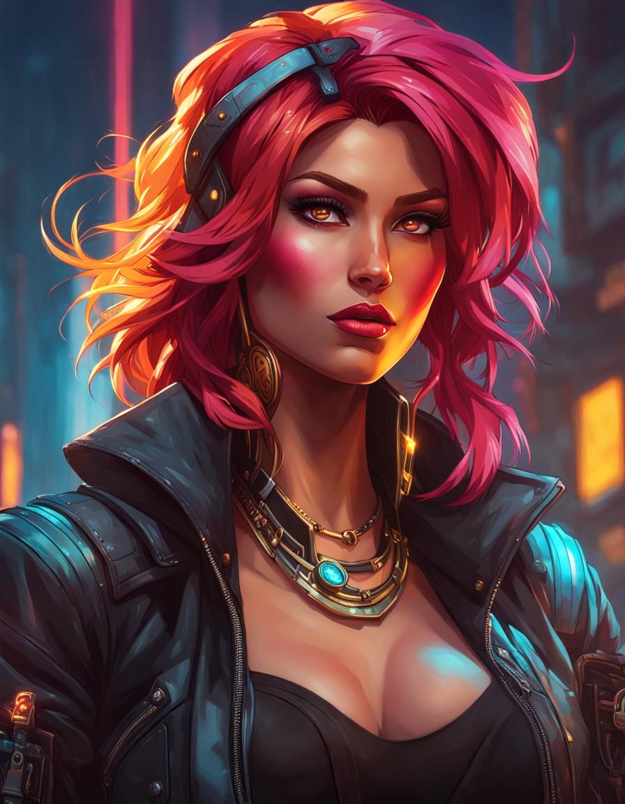 Sunset Shimmer as Cyberpunk Gangster Punk Portrait