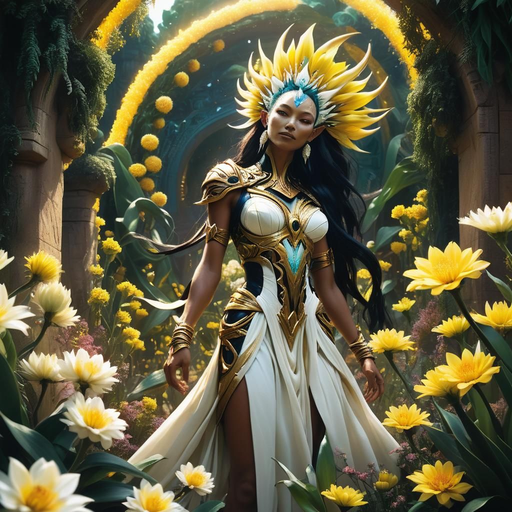 Goddess of Maguey Emerges in Floral Landscape