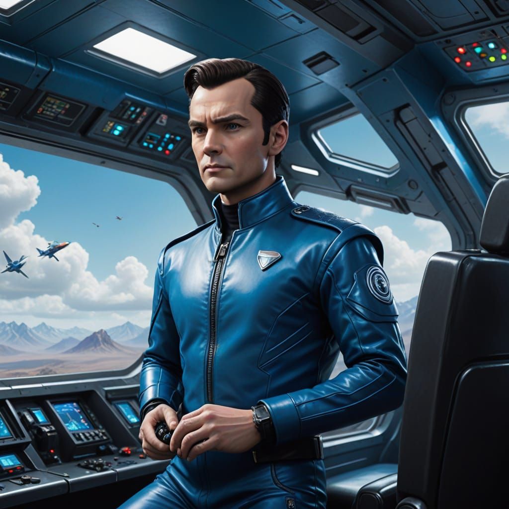 Cyberpunk Scott Tracy from "Thunderbirds Are Go" (2015) in b...