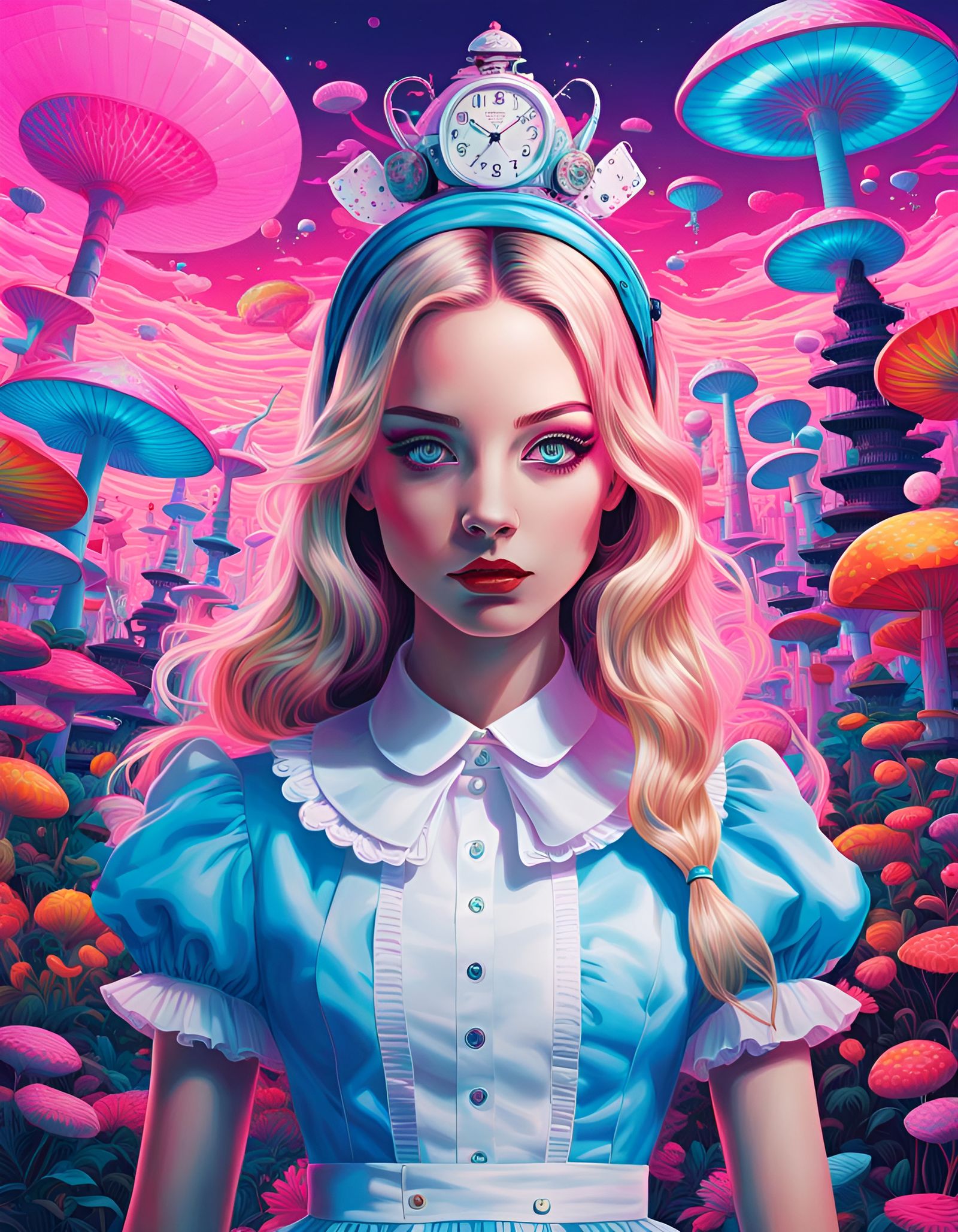 Alice in Wonderland: Psychedelic Vaporwave Dreamscape