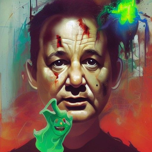 Slimer Sliming Bill Murray: Ghostbusters Matte Painting