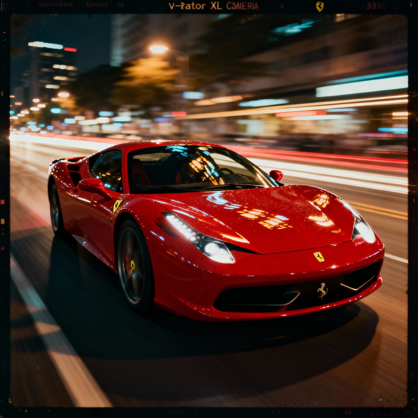 Dramatic Red Ferrari Cinematic Film Still