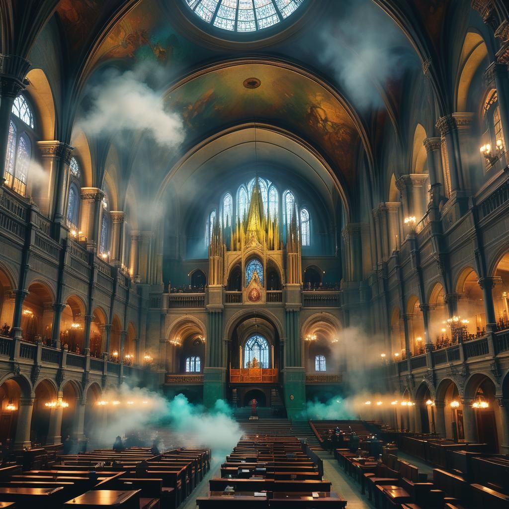 Budapest Parliament Building in Dark Fantasy Style