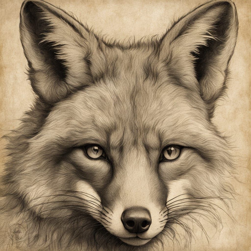 Fox Portrait in Leonardo da Vinci Style