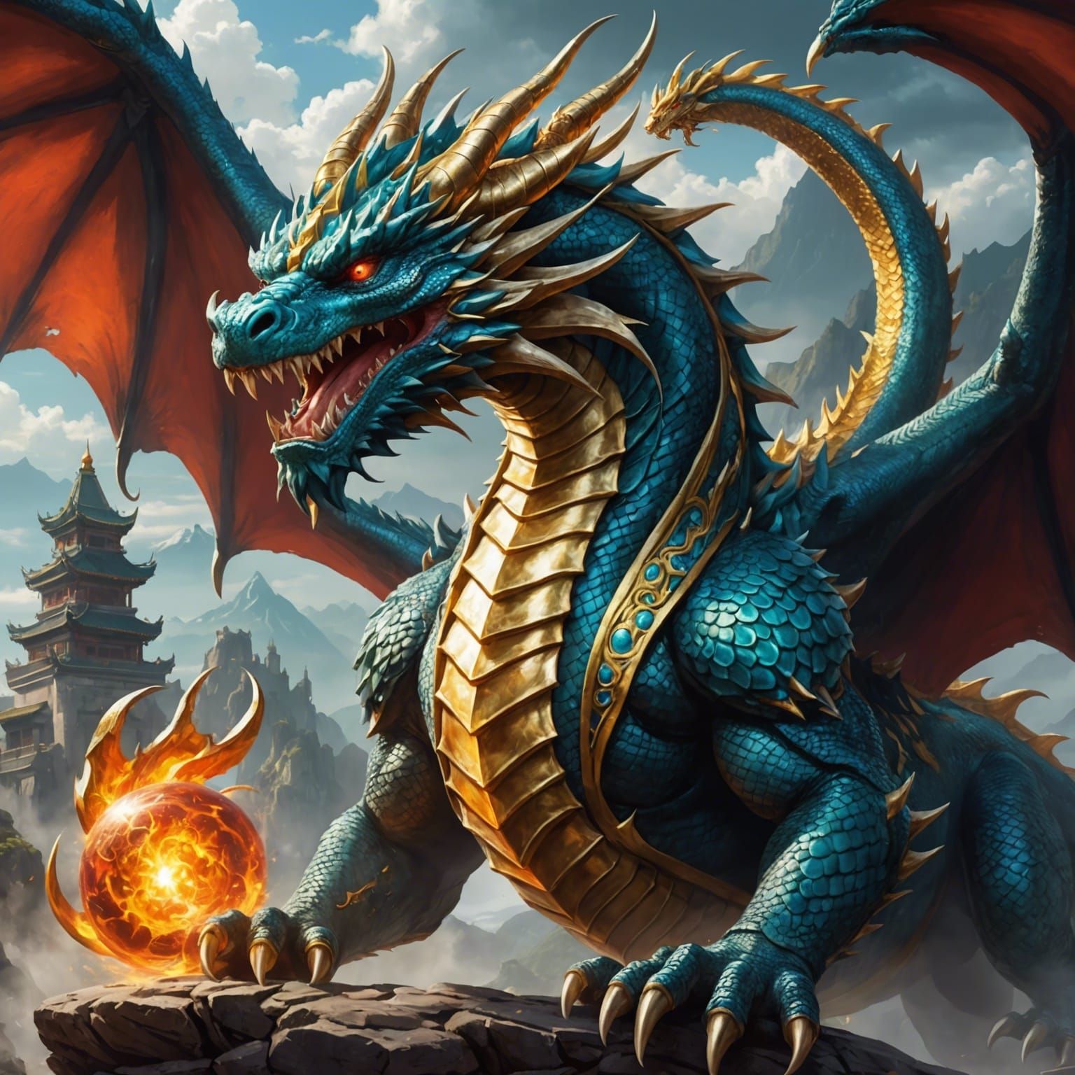 Mighty Dragon God AI Art