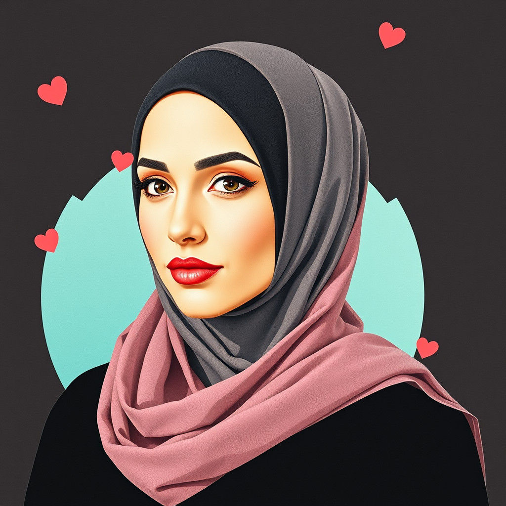 Whimsical Paper Collage Woman in Turtleneck