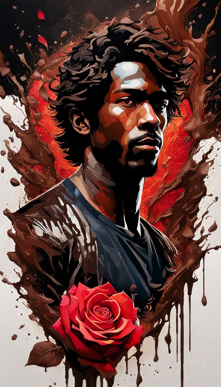 Chocolate Covered Artist Portrait in Alcohol Ink Style