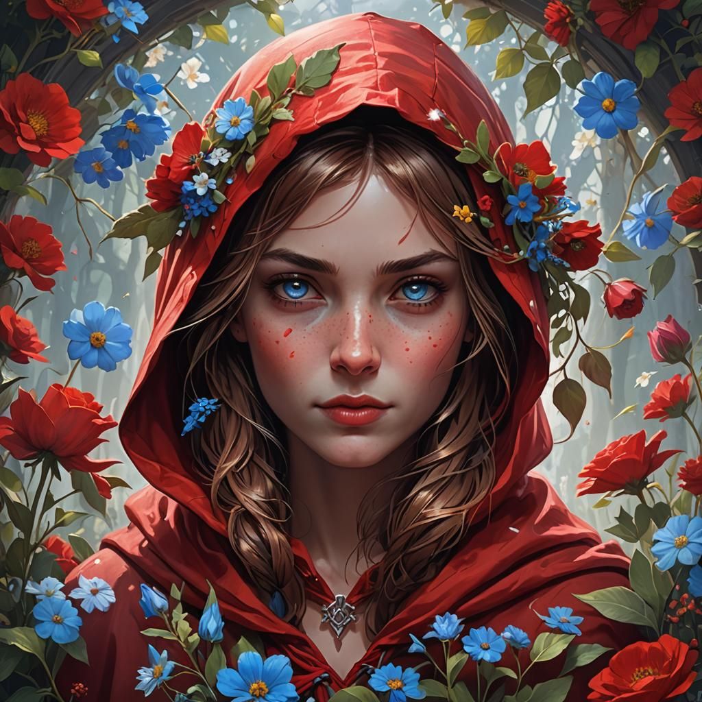 Little Red Riding Hood Portrait in Hyperdetailed Style