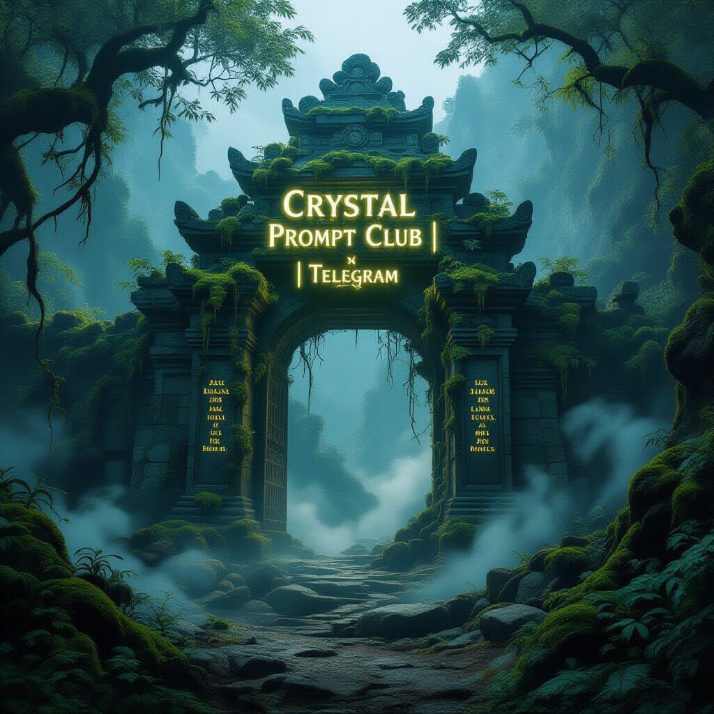 Ancient Stone Gate in Jungle with Magical Light