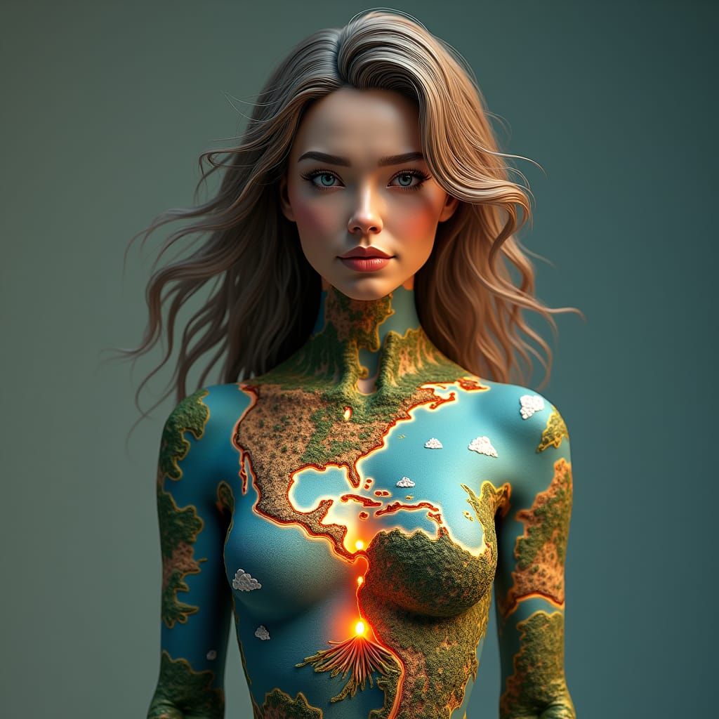 Woman Embodies Americas' Geography in Hyperrealistic Topogra...