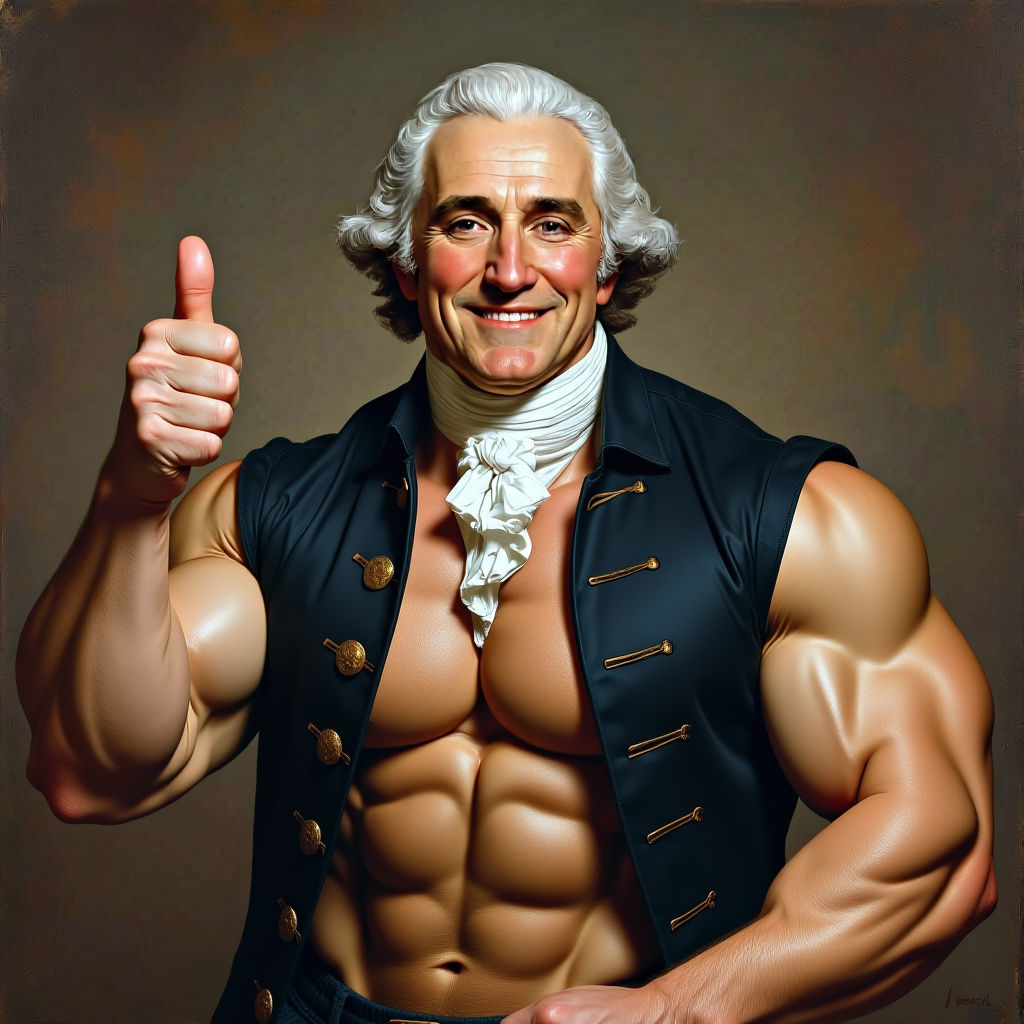 Muscular George Washington Giving Thumbs Up
