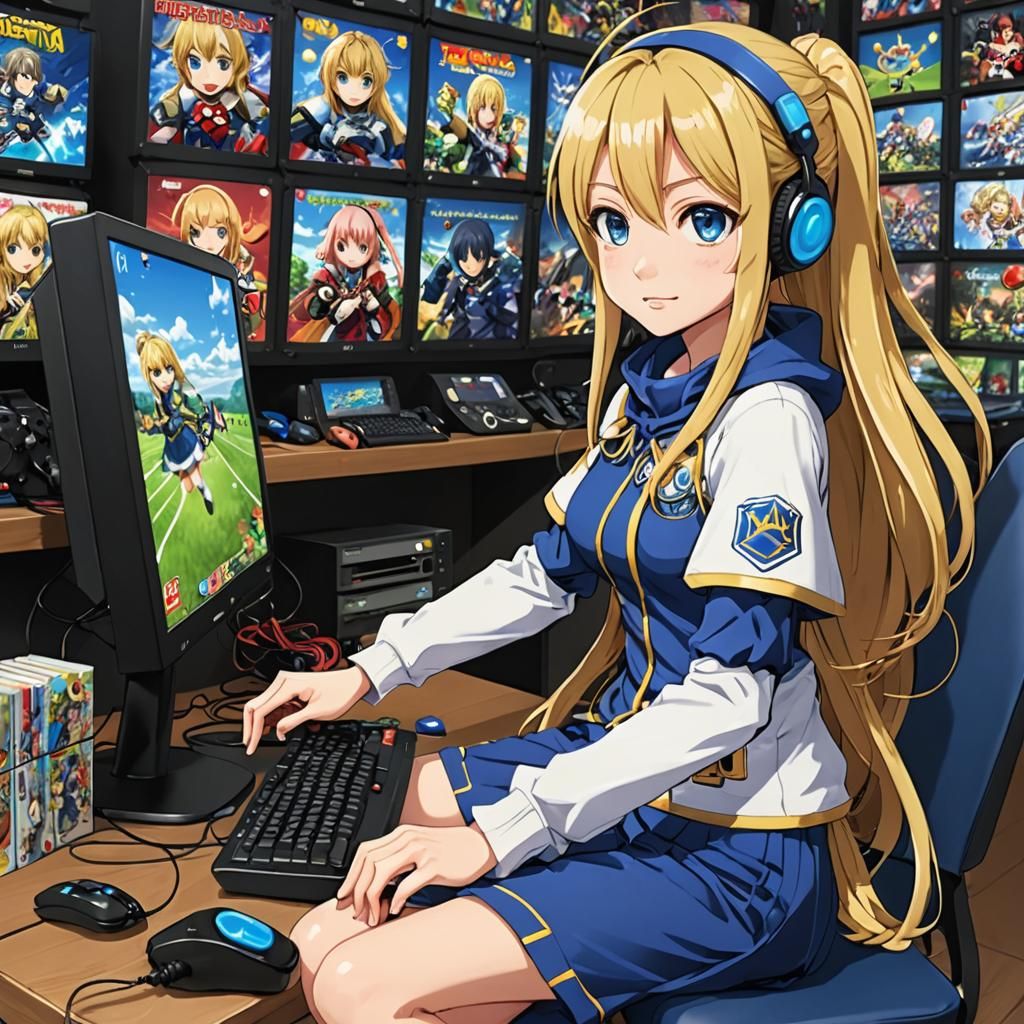 LucyHeartfilia Immersed in Video Games: Anime Style