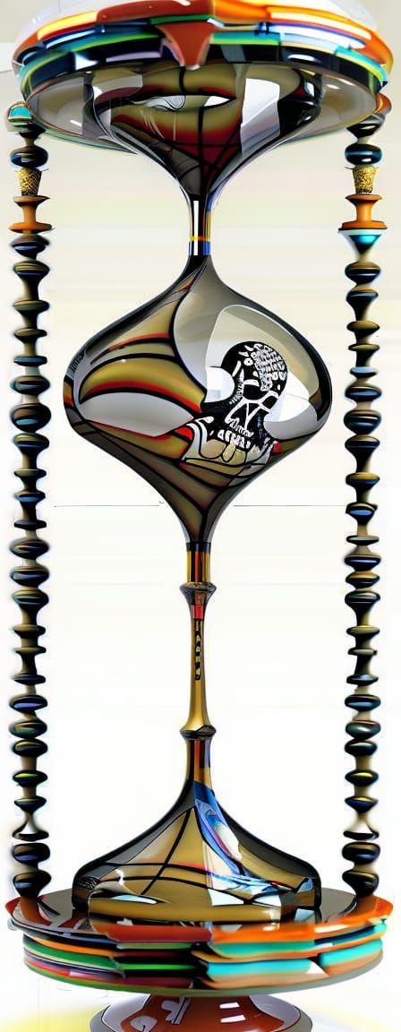 Ebony and Bone Hourglass Filled with Skulls