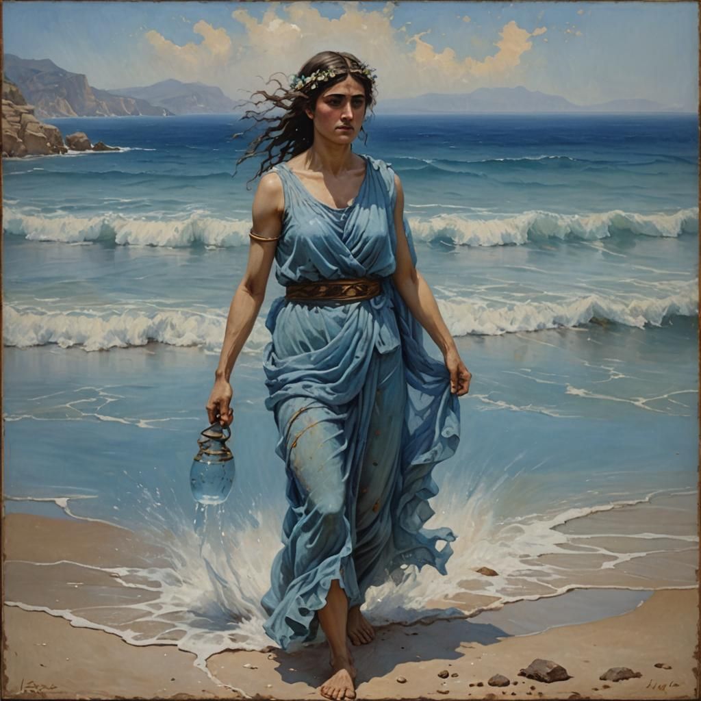 Nereid Made of Water on the Beach
