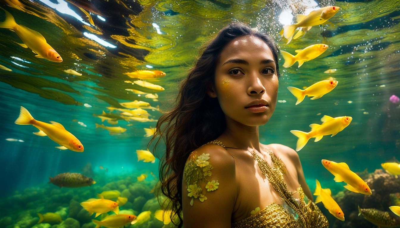 Underwater Naiad in Sunlit Pool, Avedon Style