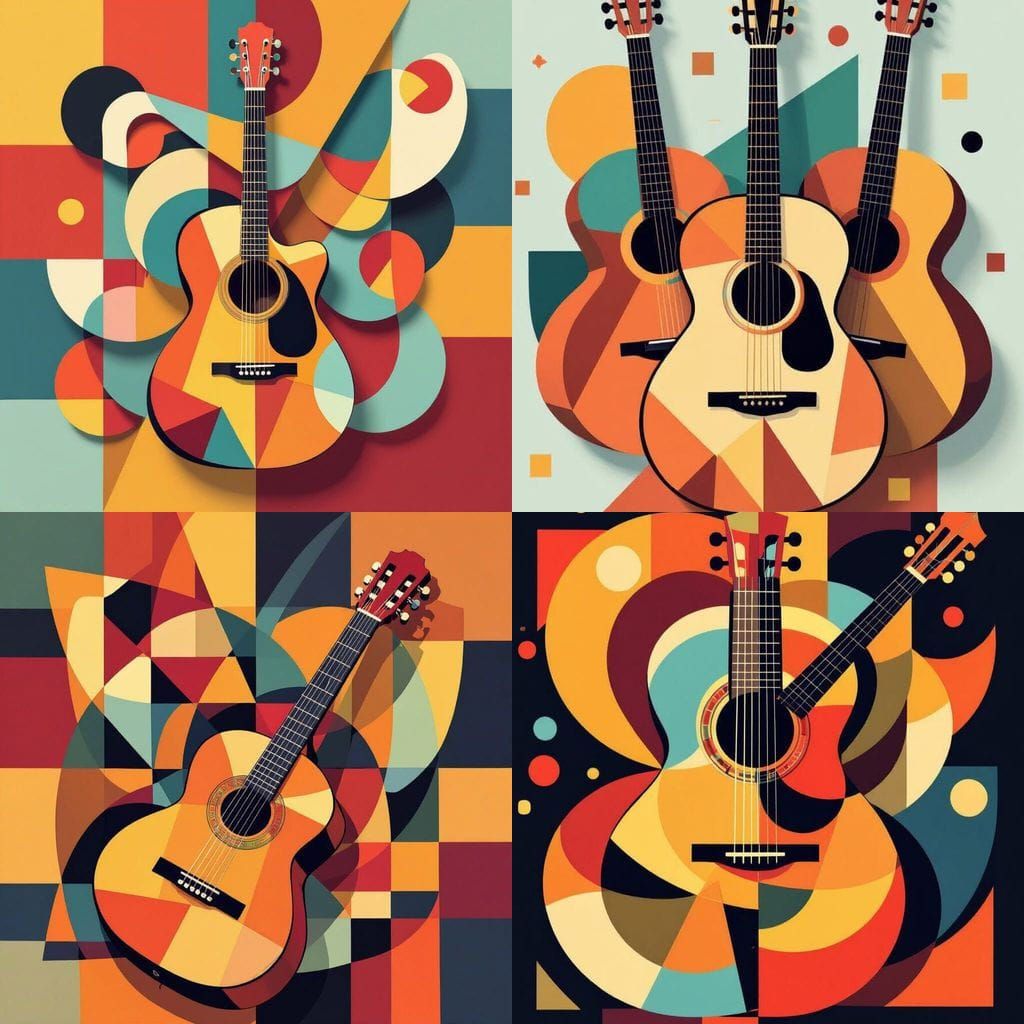 Abstract Geometric Spanish Guitar Design