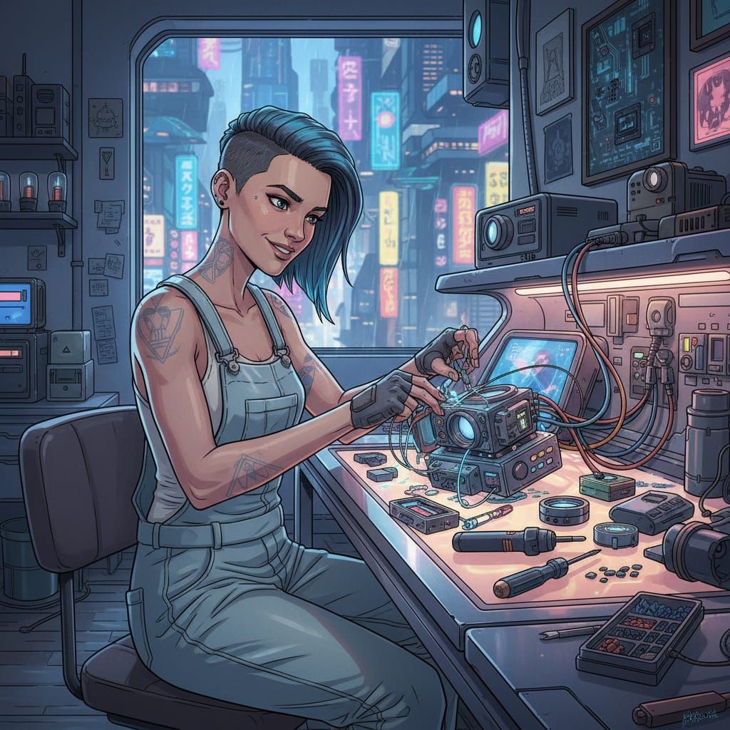 Cyberpunk Fixer at Neon Workbench
