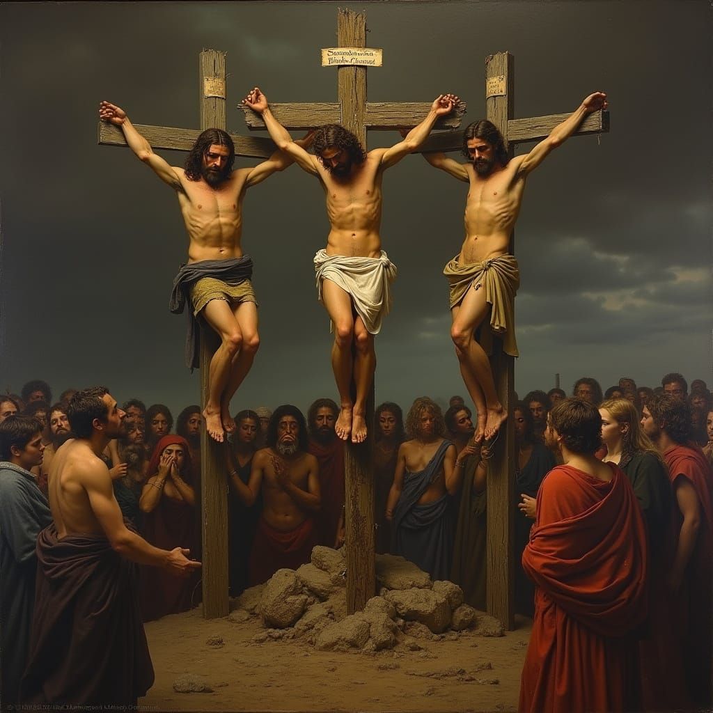 Jesus Christ's Crucifixion in a Dramatic, Chiaroscuro-Style ...