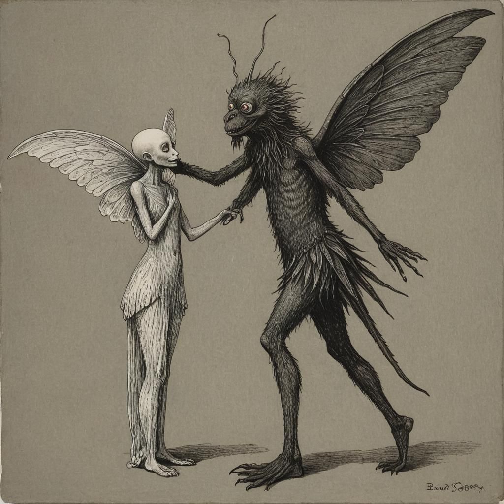 Ugly Winged Fairy in Gorey-Henson Style