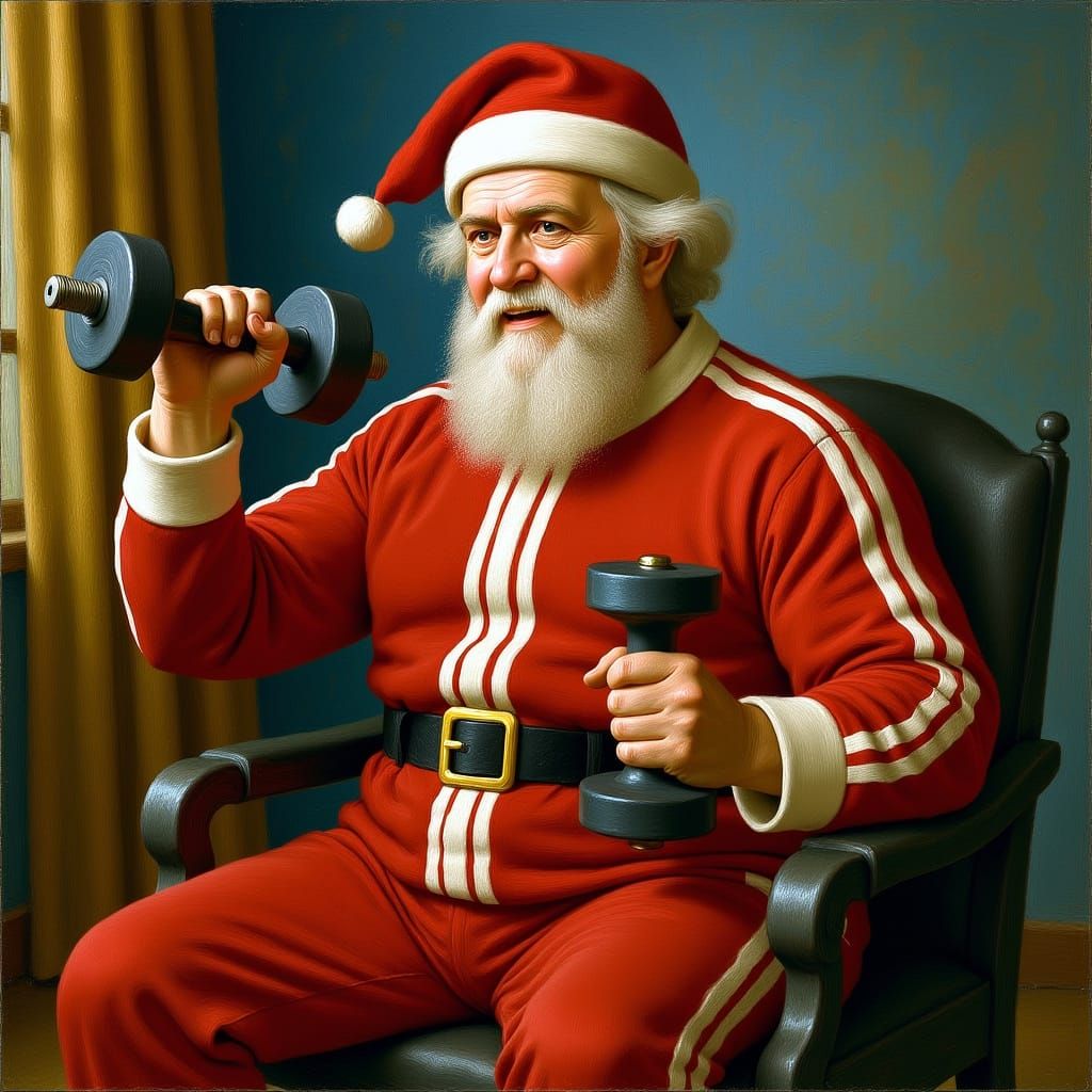 Santa Claus Working Out in Renaissance Style