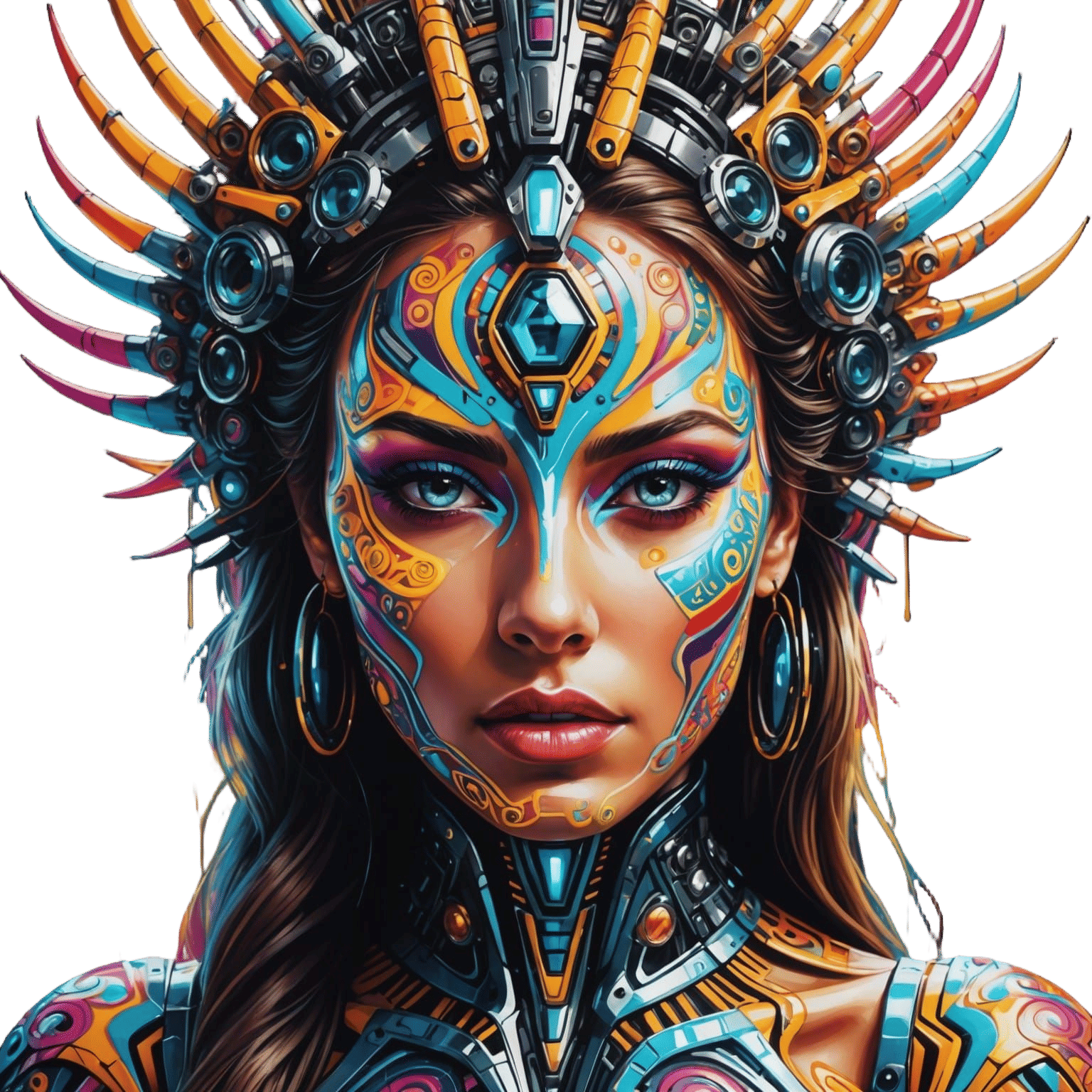 Psychedelic Cyber Queen in Graffiti Art Style