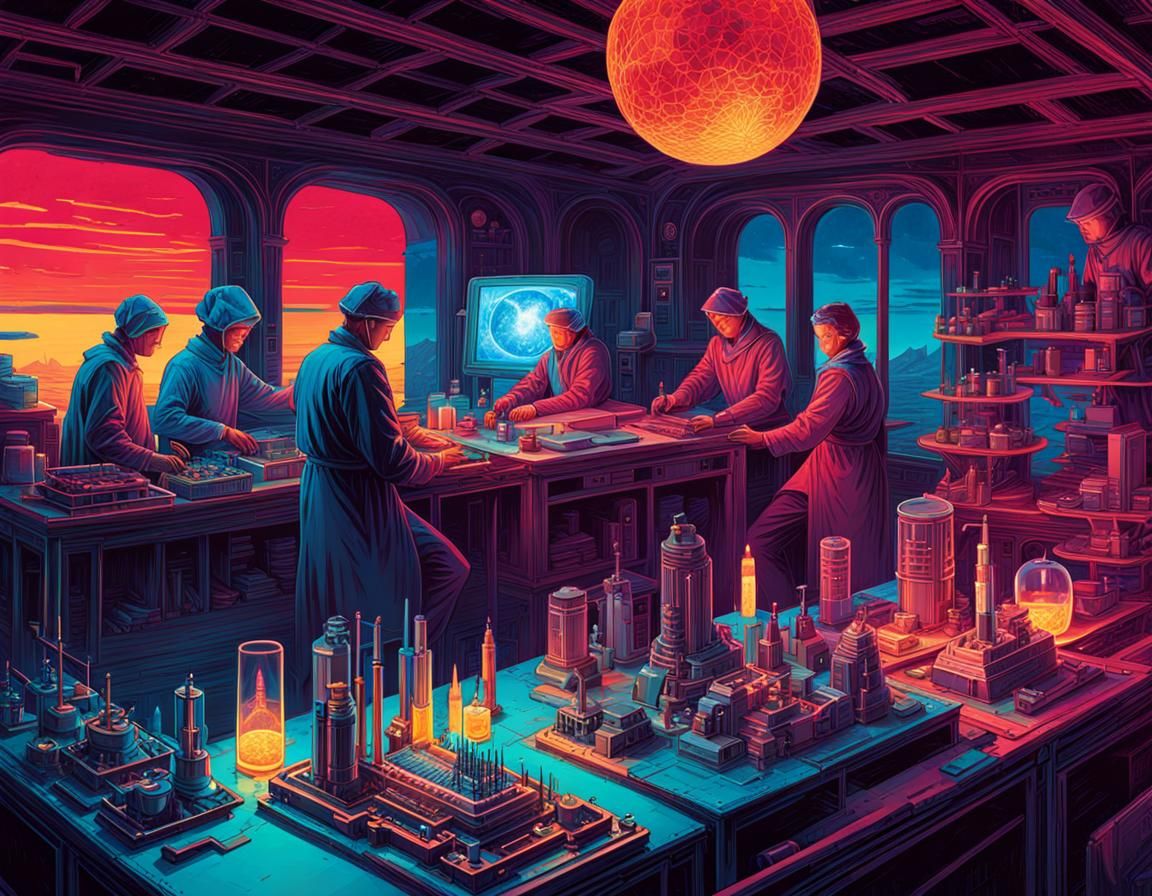 Scientists engaged in experiments