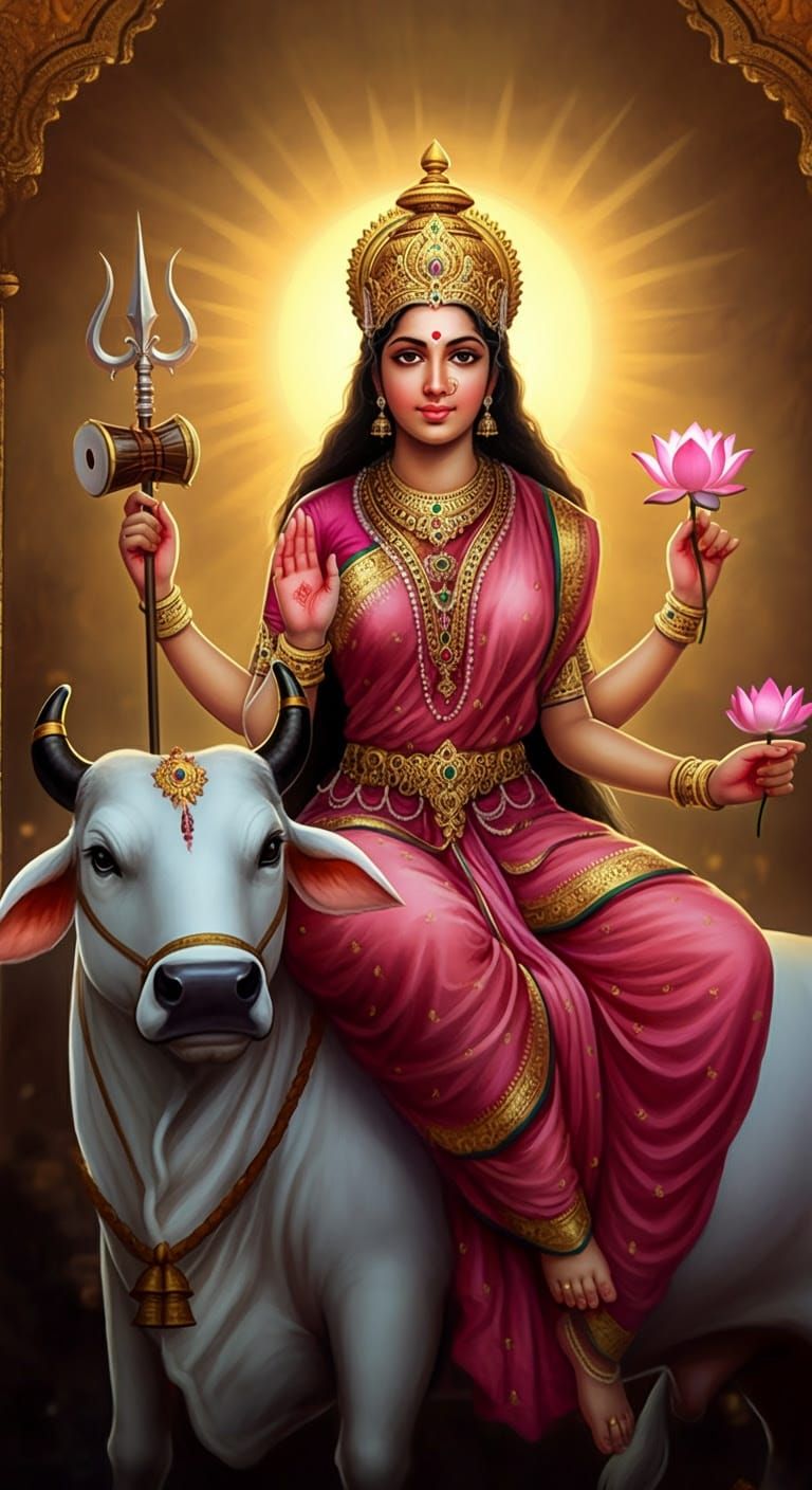 Serenity and Divine Power: Goddess Shailaputri on Majestic N...
