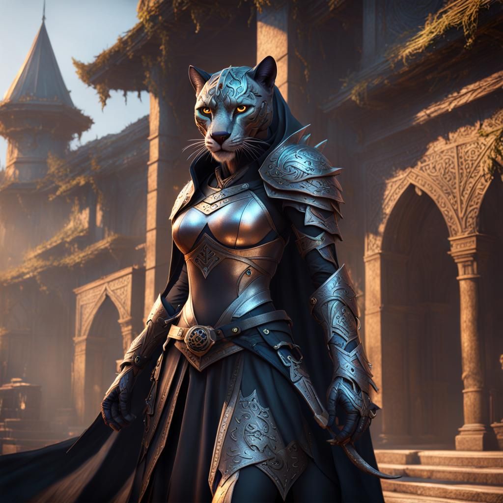 Panther Assassin in Shadows: Fantasy Concept Art