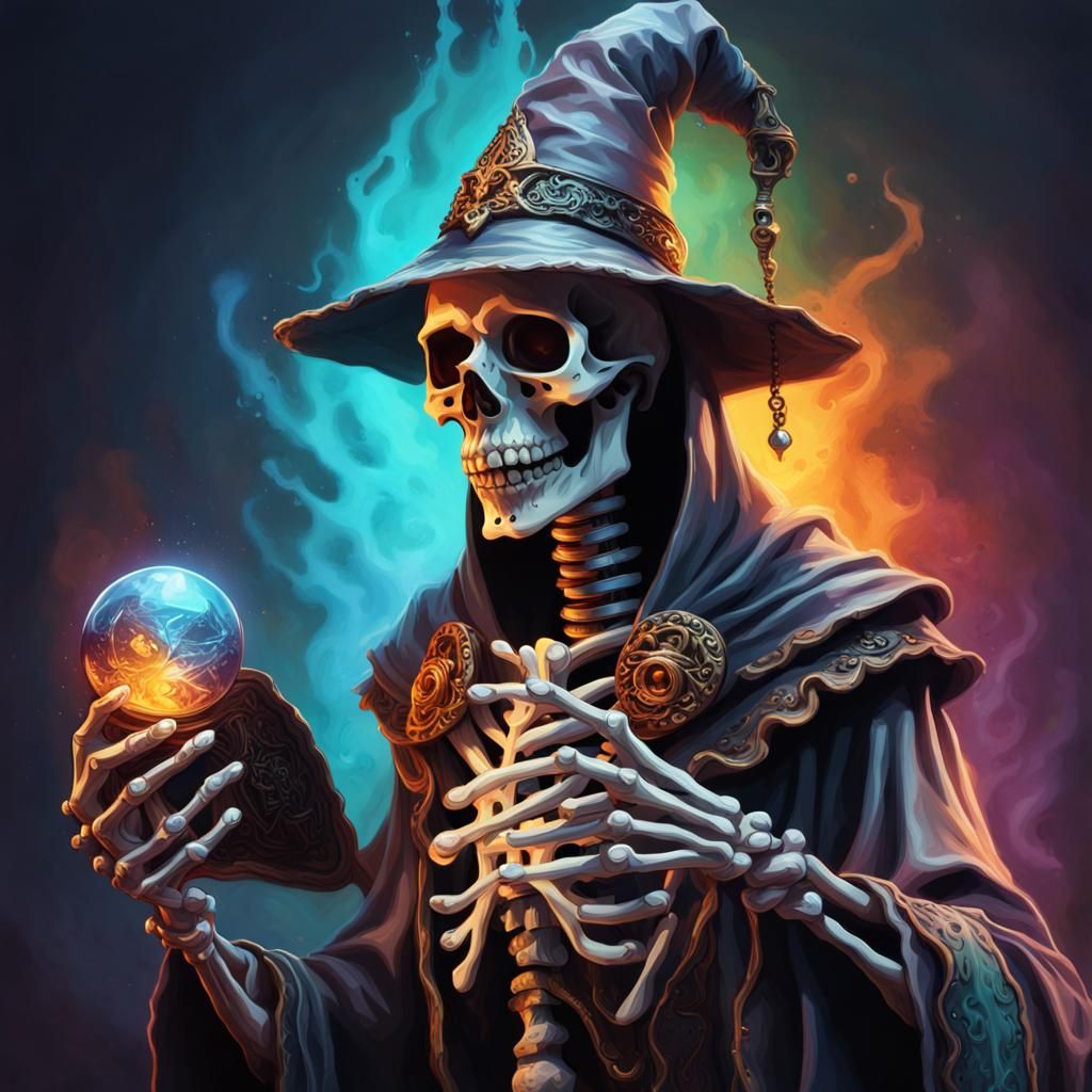 Detailed Skeleton Wizard with Talisman Splash Art