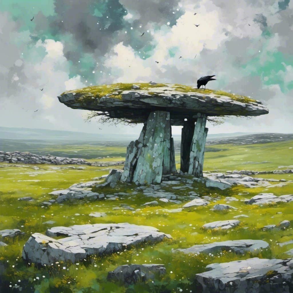 Melancholy Raven on Ancient Stone