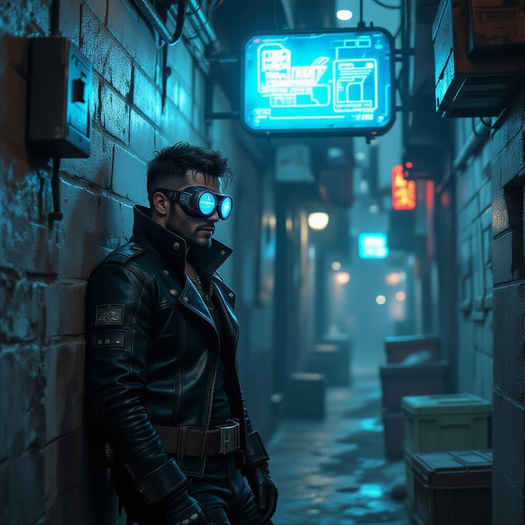 Space Captain in Grimy Alleyway - Matte Painting