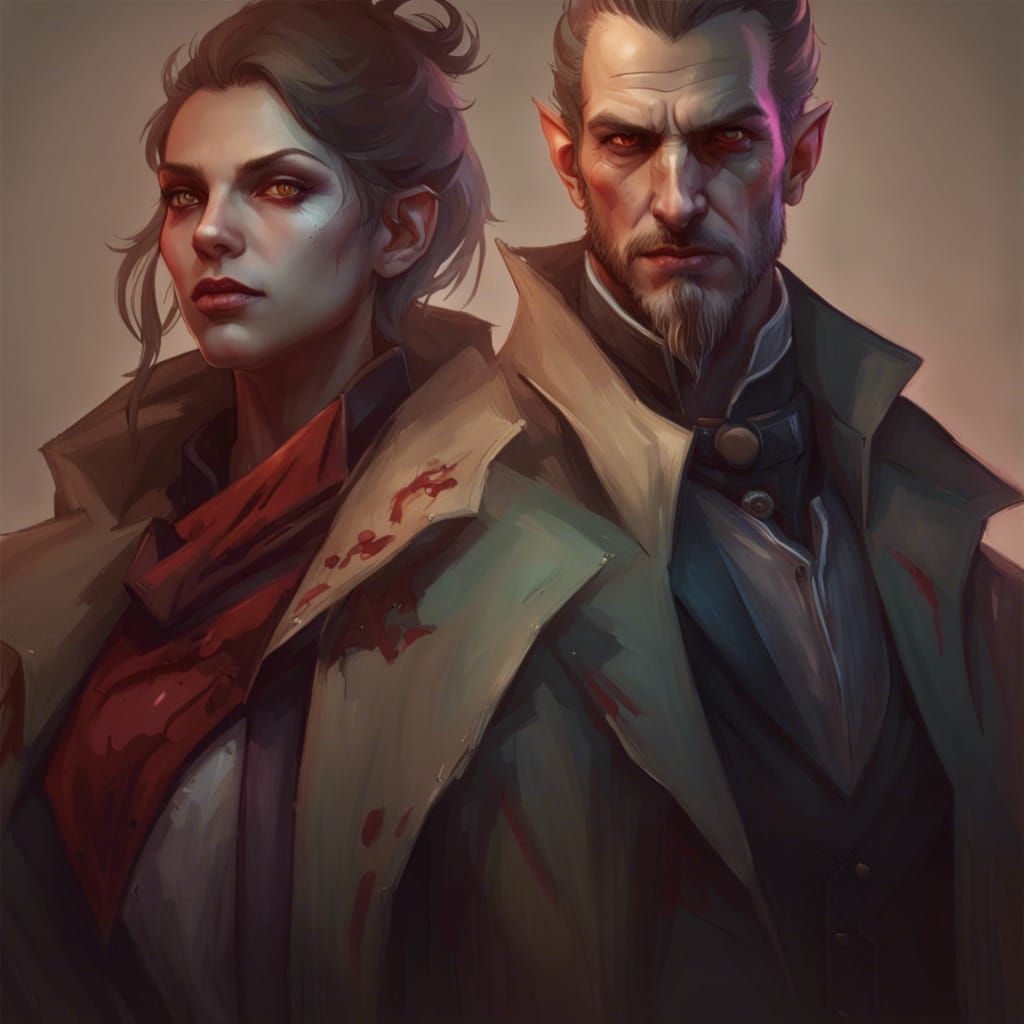 Vampire Portrait in Hyperdetailed Digital Art Style