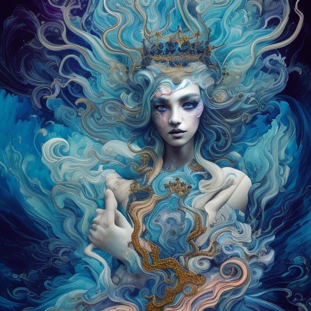 Goddess of Storms in Ornate Lighting Crown