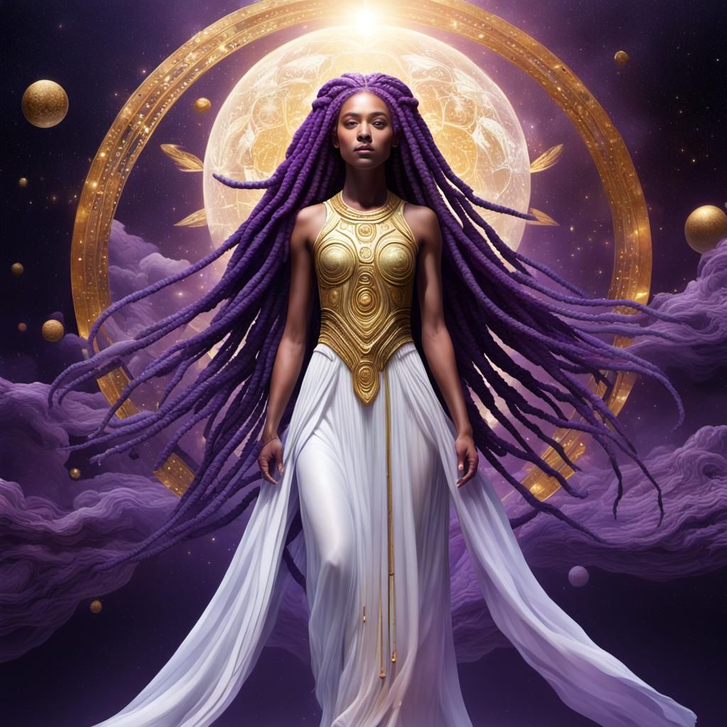 Hyperrealistic Ancient Air Goddess in Gold