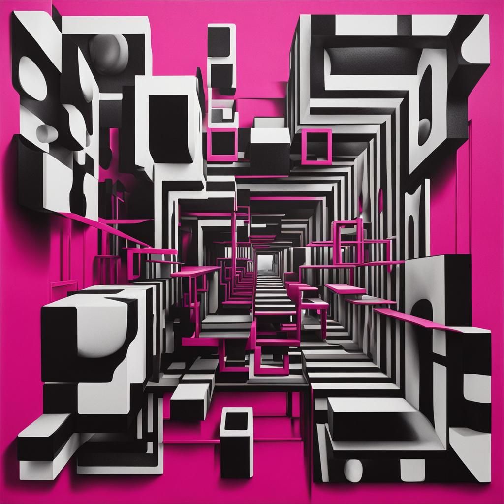 Surreal 3D Geometric Square Pattern