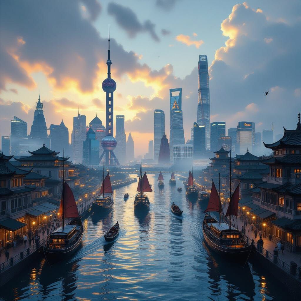 Storm Over Shanghai: Cinematic Digital Matte Painting