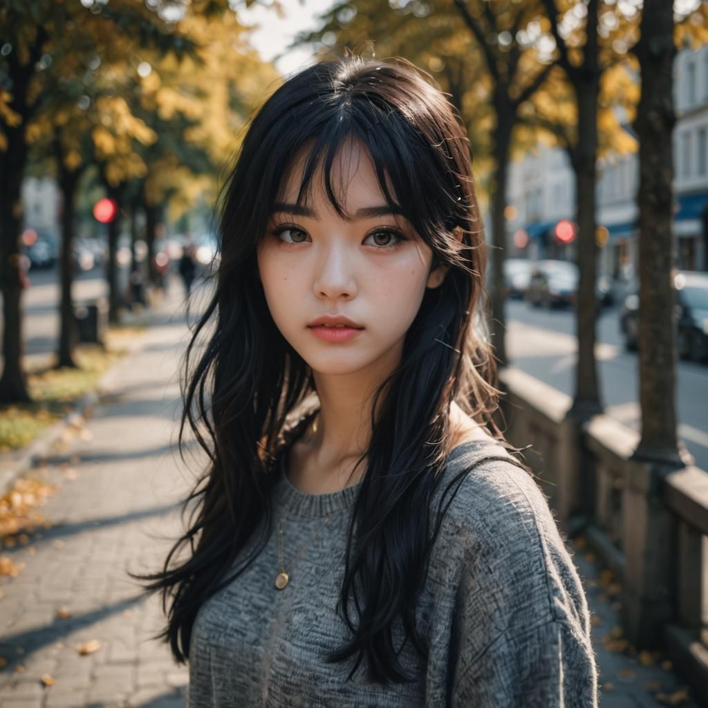 Realistic Photo of a Girl with Blurry Background