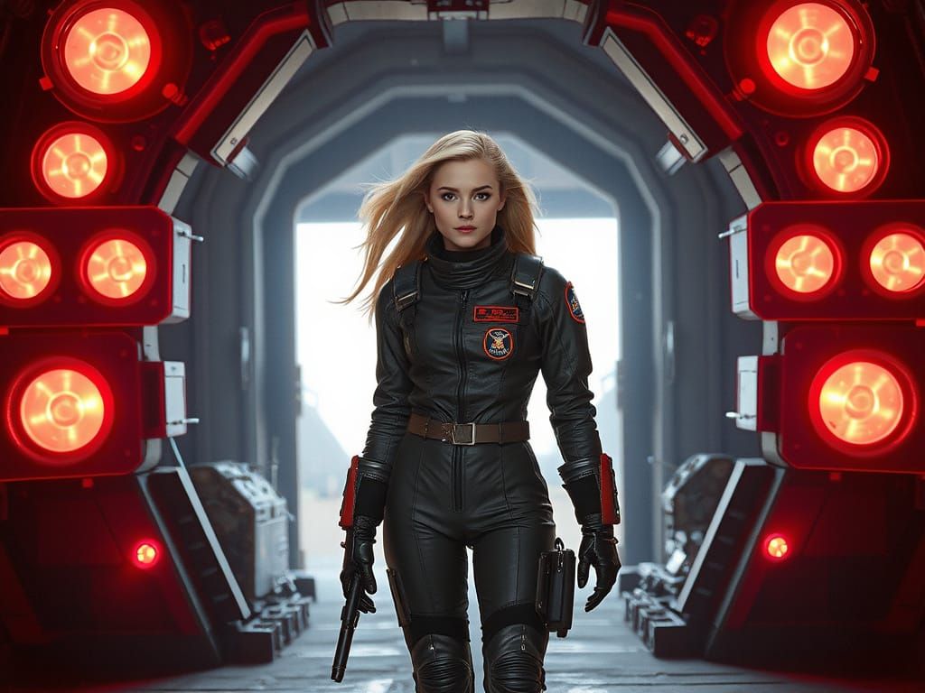 Lone Space Fighter Pilot in Retro Sci-Fi Style