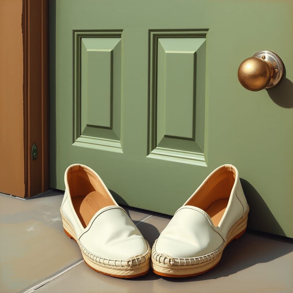 Women's Espadrilles Centered Beside Door in Bright Matte Pai...