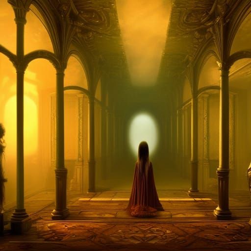 Sinister Hallway: A Horror Scene in Detailed Matte Painting